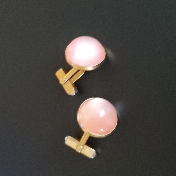 Swank Vintage Cufflinks Pink Emamel Gold-tone - Picture 7 of 7